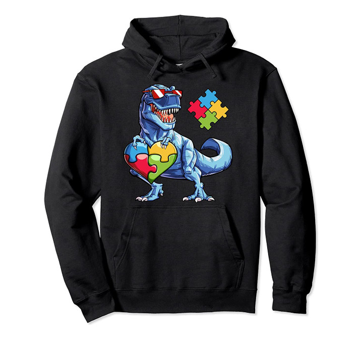 Dinosaur Puzzle Piece Hoodie Autism Awareness Boys Kids Men, T-Shirt, Sweatshirt