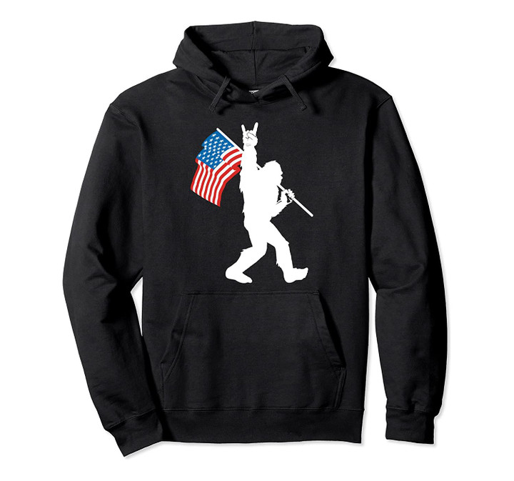 Funny Bigfoot Rock and Roll USA Flag for Sasquatch Believers Pullover Hoodie, T-Shirt, Sweatshirt