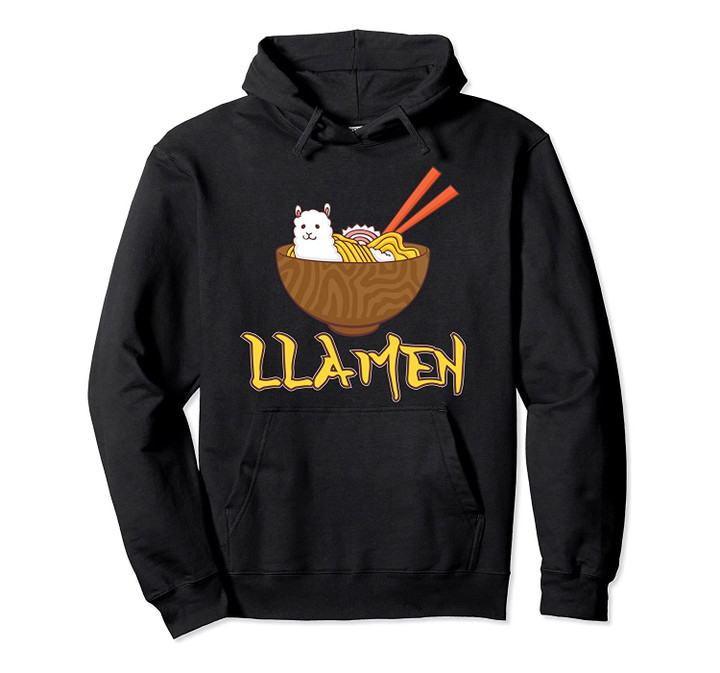 Llamen Japanese Ramen Noodles Alpaca Kawaii Llama Hoodie Pullover Hoodie, T-Shirt, Sweatshirt