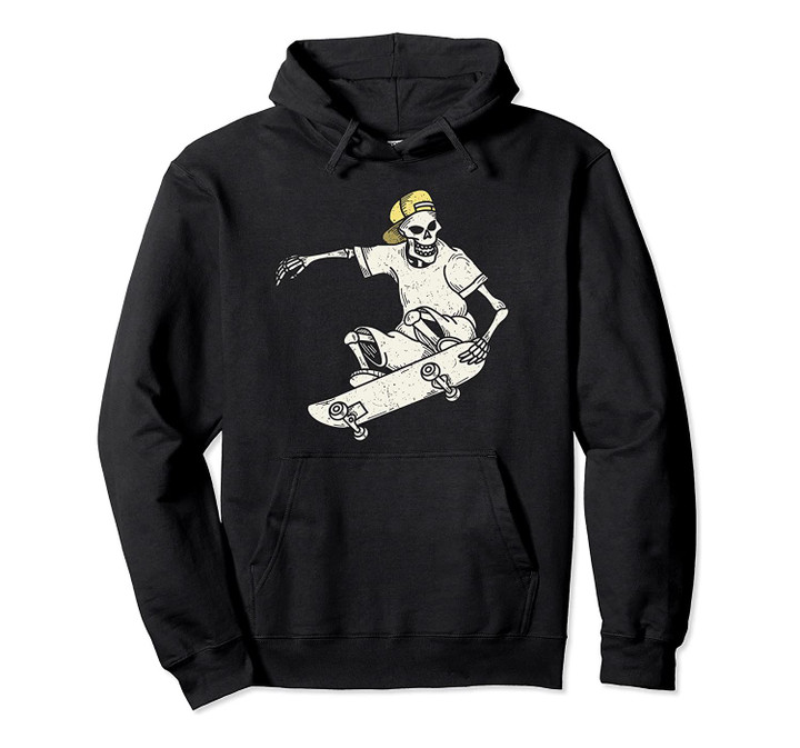 Vintage Skateboard Hoodie Funny Skateboarding Skeleton, T-Shirt, Sweatshirt