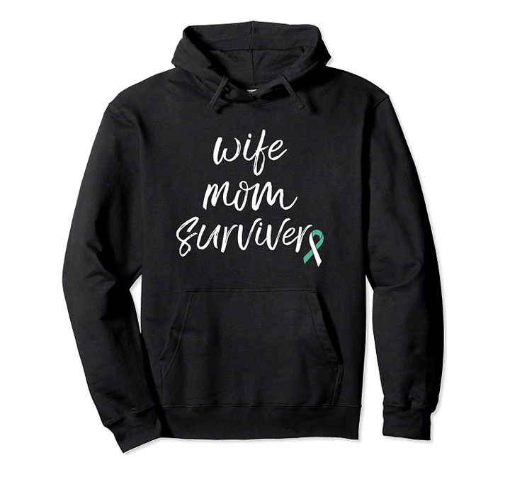 Cervical Cancer Awareness Products Ribbon Survivor Mom Pullover Hoodie, T-Shirt, Sweatshirt