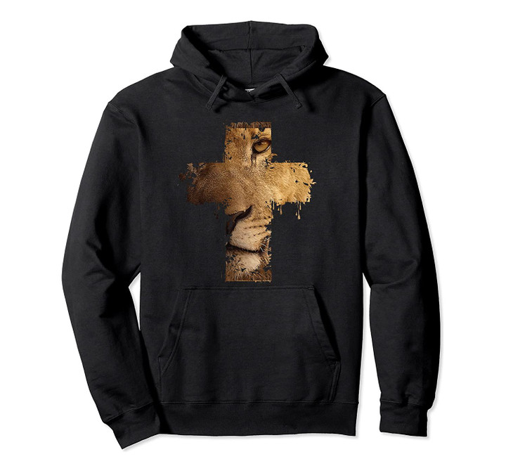 Lion Cross Christian Faith Pullover Hoodie, T-Shirt, Sweatshirt