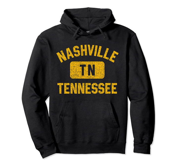 Nashville TN Gym Style Distressed Amber Print Pullover Hoodie, T-Shirt, Sweatshirt