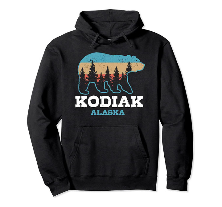 Kodiak Alaska Vintage Grizzly Bear Nature Souvenir Gift Pullover Hoodie