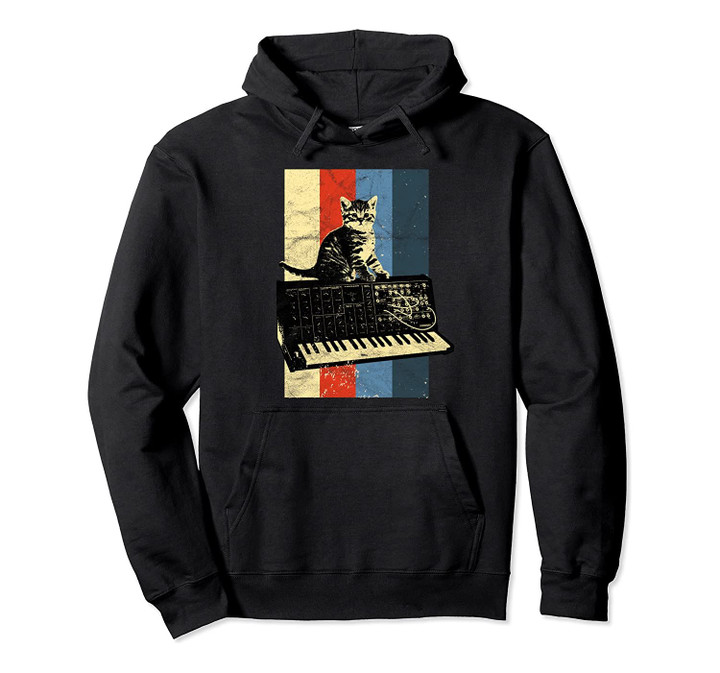 Vintage Analog Synthesizer & Cat Synth Retro Studio Gear Pullover Hoodie, T-Shirt, Sweatshirt