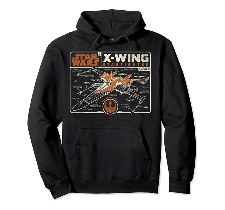 Star Wars The Rise Of Skywalker X-Wing Starfighter Schematic Pullover Hoodie, T-Shirt, Sweatshirt