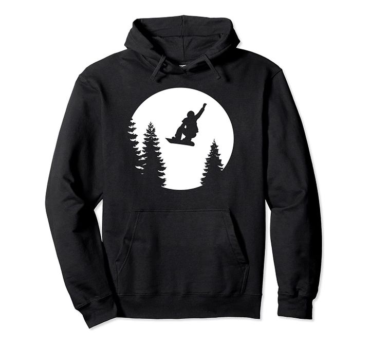 Snowboarding Moon Rise Sunset Silhouette Hooded Sweatshirt, T-Shirt, Sweatshirt