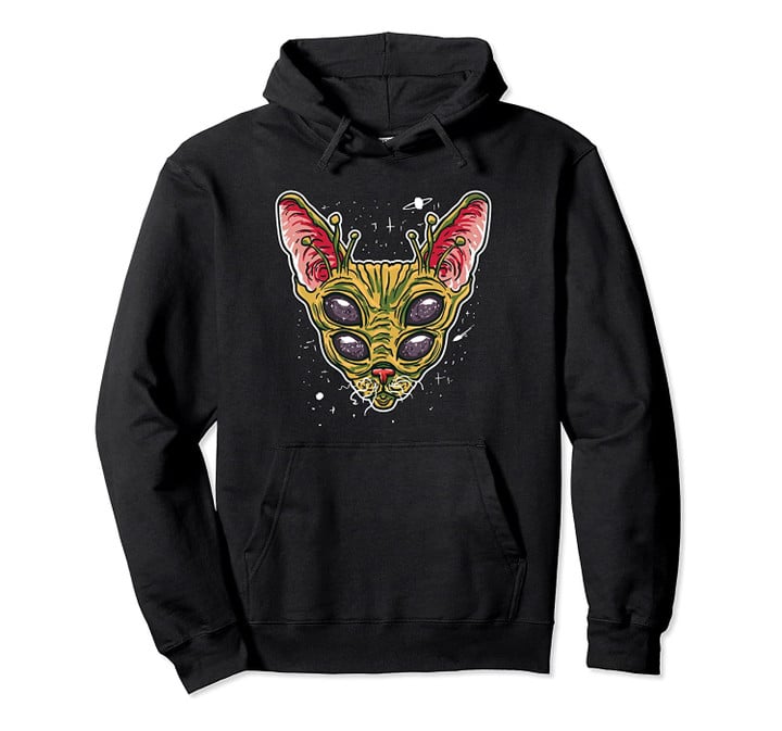 Funny Alien Cat Meme Illustration Gift for Alien Cat Lovers Pullover Hoodie, T-Shirt, Sweatshirt