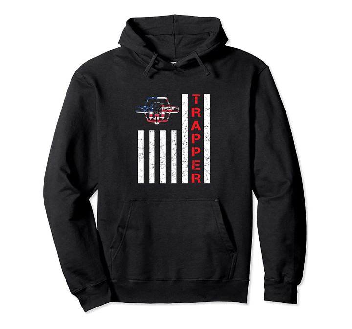 American Flag Trapping Hoodie for Trappers and Hunters, T-Shirt, Sweatshirt