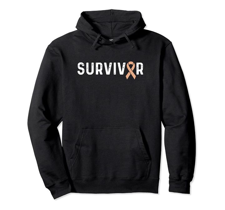 Uterine Cancer Awareness Products Peach Ribbon Survivor Pullover Hoodie, T-Shirt, Sweatshirt