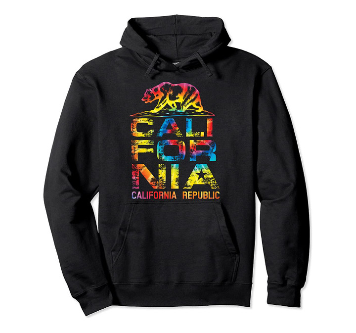 California Republic Hoodie | Tie Dye Rainbow Hood Gift, T-Shirt, Sweatshirt