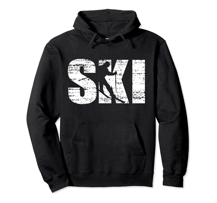 Cool Distressed Skiing hoodie for skiers, T-Shirt, Sweatshirt