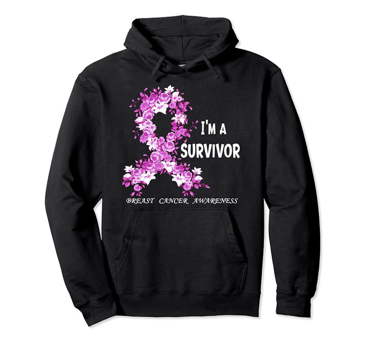 I'm a survivor heart flowers pink ribbon breast cancer Pullover Hoodie, T-Shirt, Sweatshirt