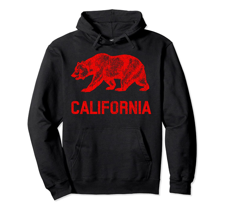 California Republic Flag Distressed Bear Pullover Hoodie, T-Shirt, Sweatshirt