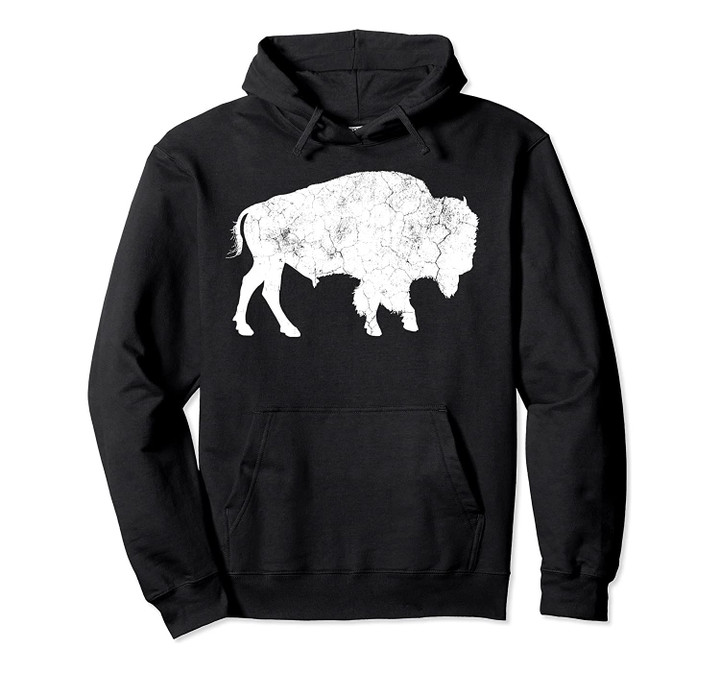 Distressed Buffalo Retro Bison Animal Lover Men Women Dad Pullover Hoodie, T-Shirt, Sweatshirt