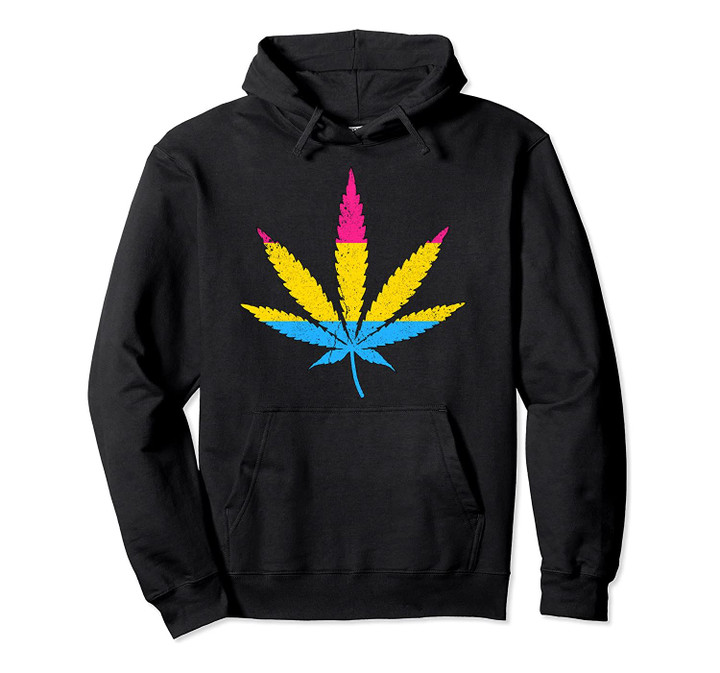 Distressed Pansexual Pride Flag Marijuana Pot Leaf Pullover Hoodie, T-Shirt, Sweatshirt