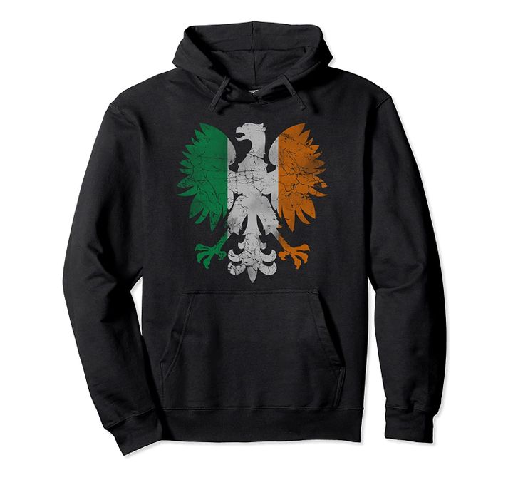 Irish Polish Eagle Flag Pullover Hoodie, T-Shirt, Sweatshirt