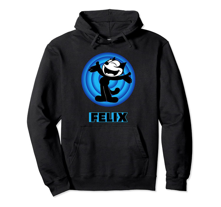 Felix a Cartoon Cat Arms Outstretched Blue Vintage Retro Pullover Hoodie, T-Shirt, Sweatshirt