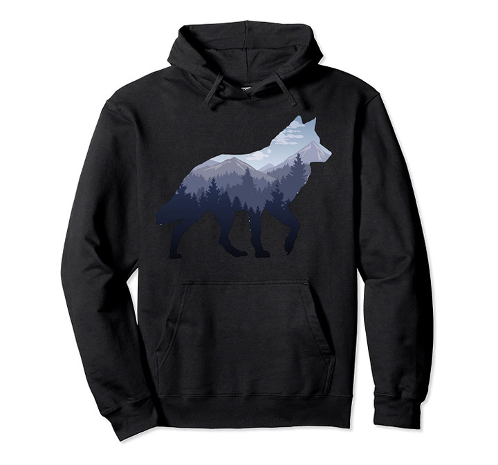 Lone Wolf Survives The Mountain Silhouette Art Hoodie Shirt, T-Shirt, Sweatshirt