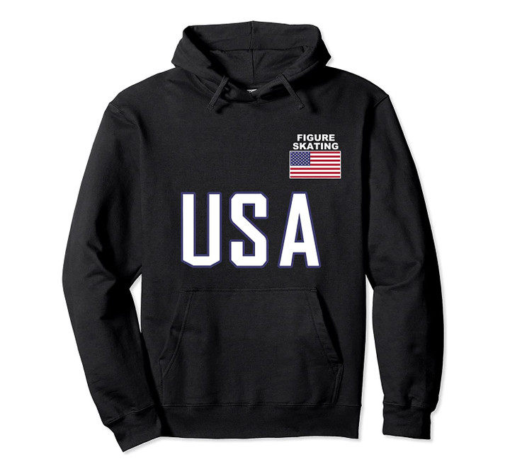 USA Flag Figure Skating Hoodie Cool Pocket Equipment Gift, T-Shirt, Sweatshirt