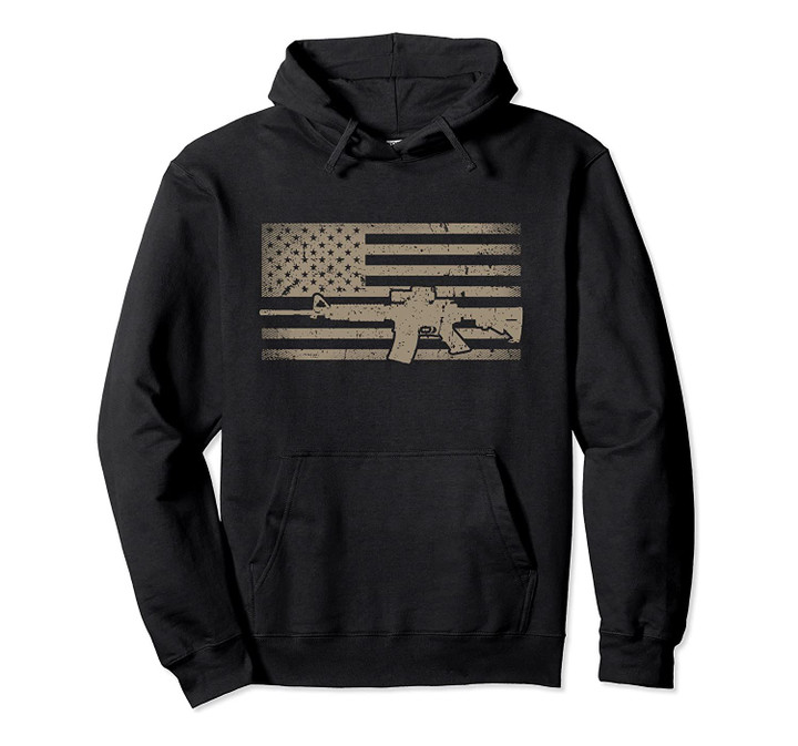Distressed American Flag AR15 Hoodie - Gift for Gun Lovers, T-Shirt, Sweatshirt