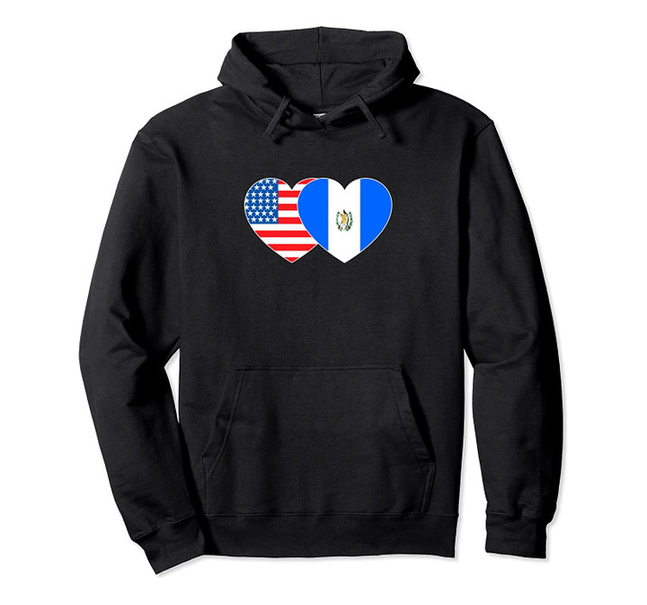Guatemala and USA Flag Twin Heart for Guatemalan Americans Pullover Hoodie, T-Shirt, Sweatshirt