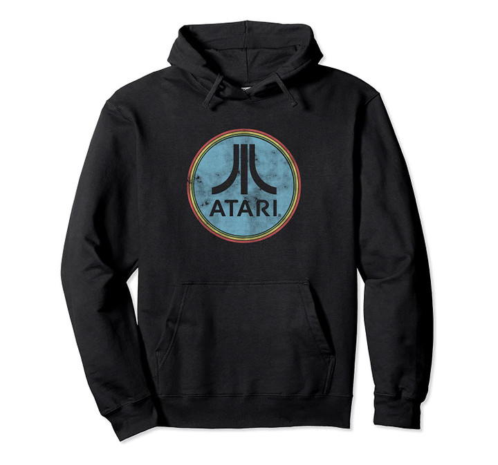 Classic Atari Logo in Blue Circle Arcade Game Pullover Hoodie, T-Shirt, Sweatshirt