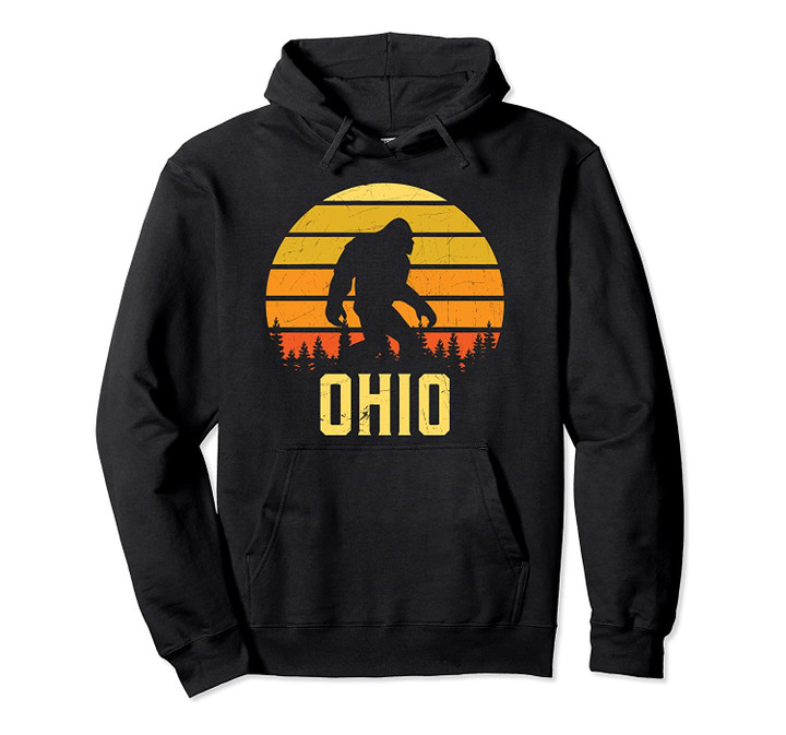 Bigfoot Sasquatch Believer Ohio Vintage Retro Pullover Hoodie, T-Shirt, Sweatshirt