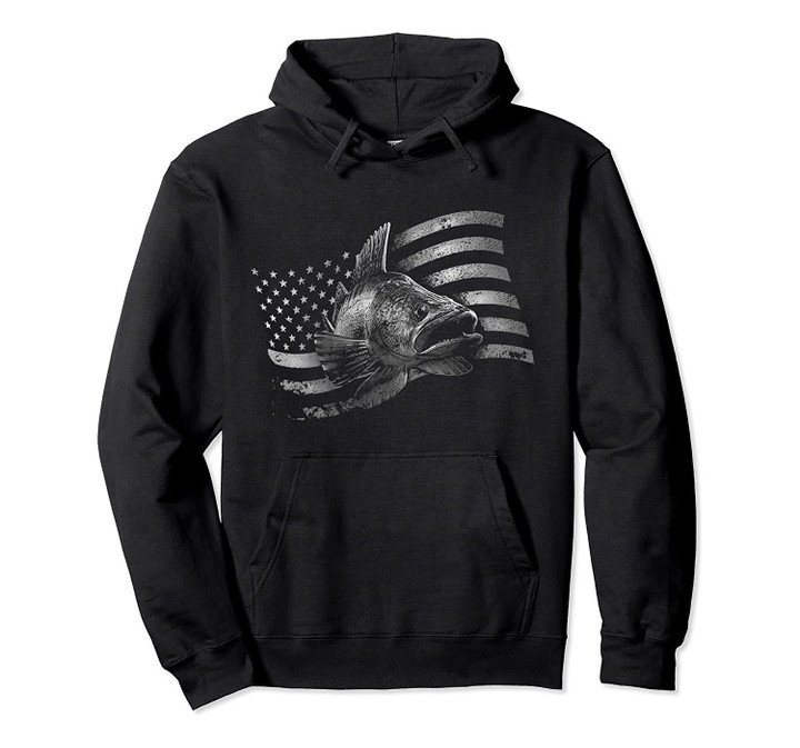 Walleye USA Flag Fishing Design For Patriotic Fisherman Pullover Hoodie, T-Shirt, Sweatshirt