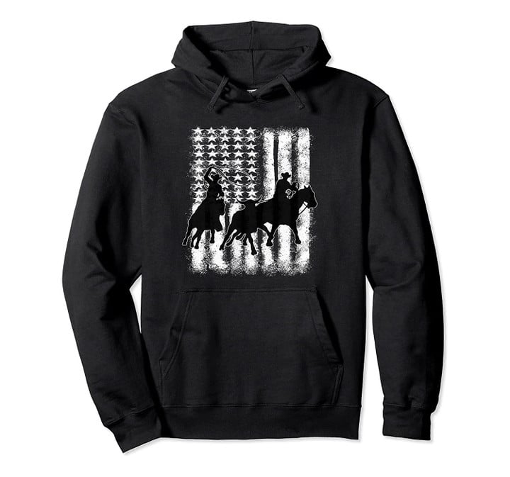 Rodeo Team Roping Distressed Grunge Cowboy Hooded Sweatshirt, T-Shirt, Sweatshirt