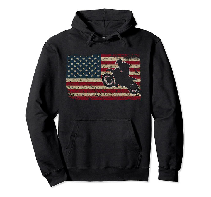 Dirt Biker America Flag Gift Motorcycle Patriotic Motocross Pullover Hoodie, T-Shirt, Sweatshirt