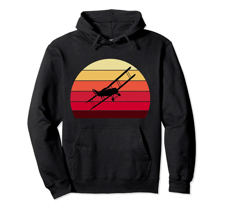 Vintage Style Airplane Silhouette Retro Sunset Pilot Pullover Hoodie, T-Shirt, Sweatshirt