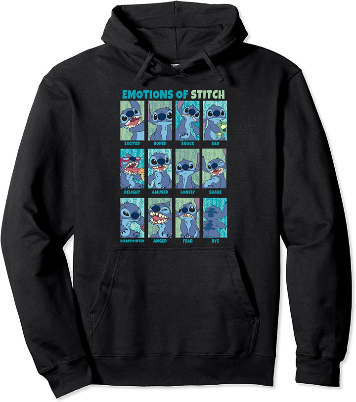 Emotions Of Stitch Panels Pullover Hoodie