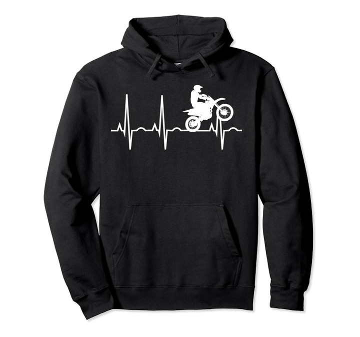 Dirt Bike Hoodie - Dirtbike Heartbeat Hooded Sweatshirt Pullover Hoodie