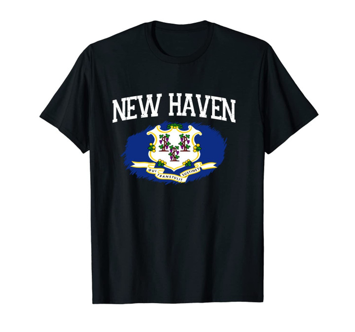 NEW HAVEN CT CONNECTICUT Flag Vintage USA Sports Men Women Unisex T-Shirt
