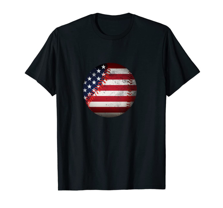 American Flag USA Flag Vintage Baseball Player Gift Unisex T-Shirt