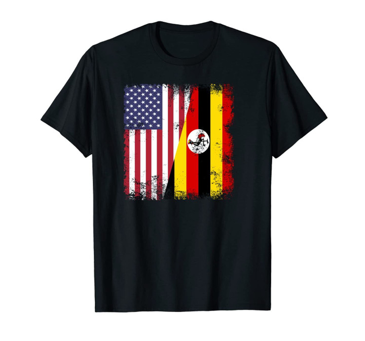 Half Ugandan Flag | Vintage Uganda USA Gift Unisex T-Shirt