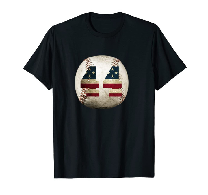 Baseball number 44 with American USA flag Unisex T-Shirt