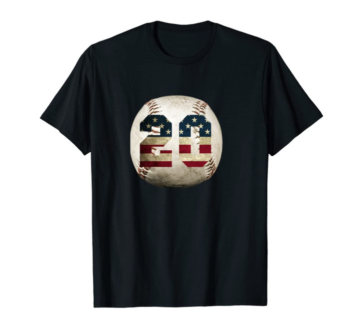 Baseball number 20 with American USA flag Unisex T-Shirt