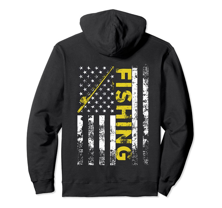 American Flag Fishing Rod USA Patriotic Pullover Hoodie, T-Shirt, Sweatshirt