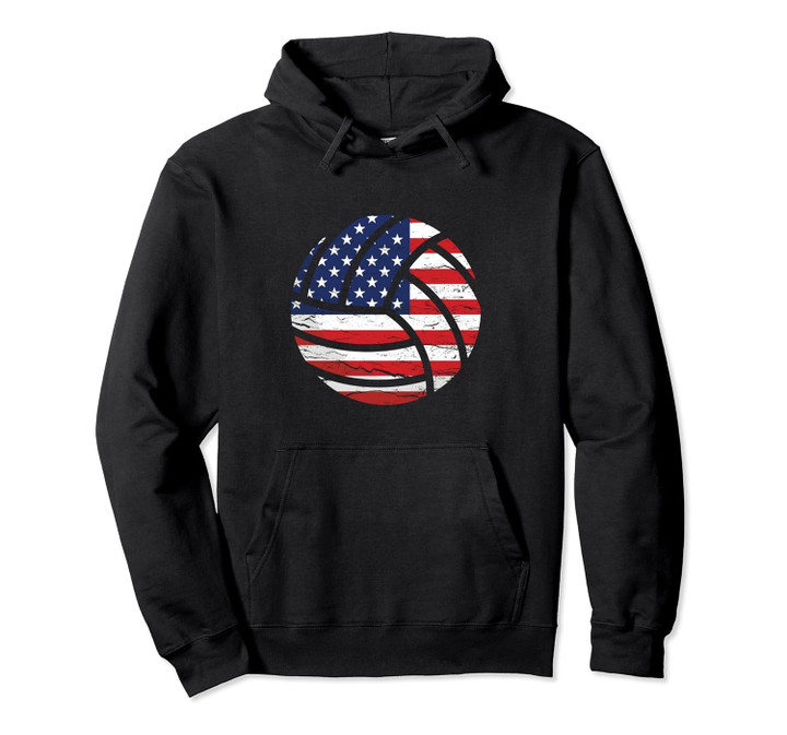 Volleyball American Flag USA Patriotic Pullover Hoodie