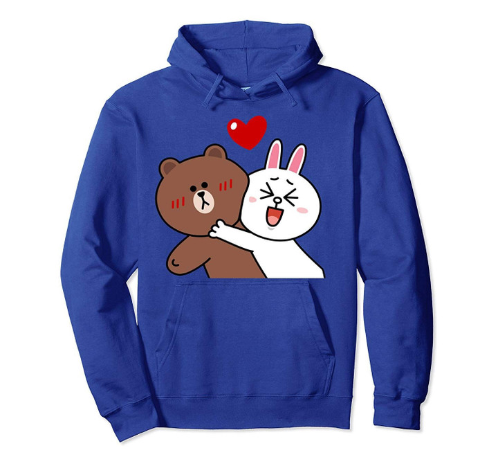 Cute brown bear cony bunny rabbit valentines lovers hug kiss Pullover Hoodie