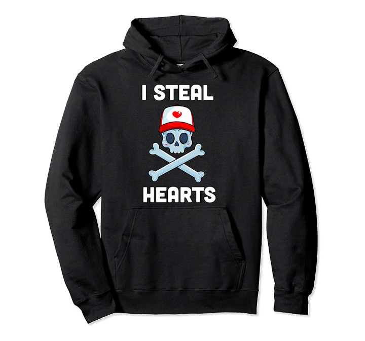 I Steal Hearts Valentines Day Pirate Boys Valentine Boy Pullover Hoodie