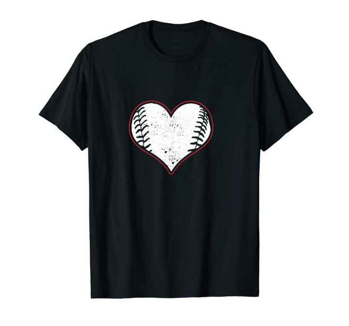 Vintage Baseball Heart Valentine's Day Boys Girls Unisex T-Shirt