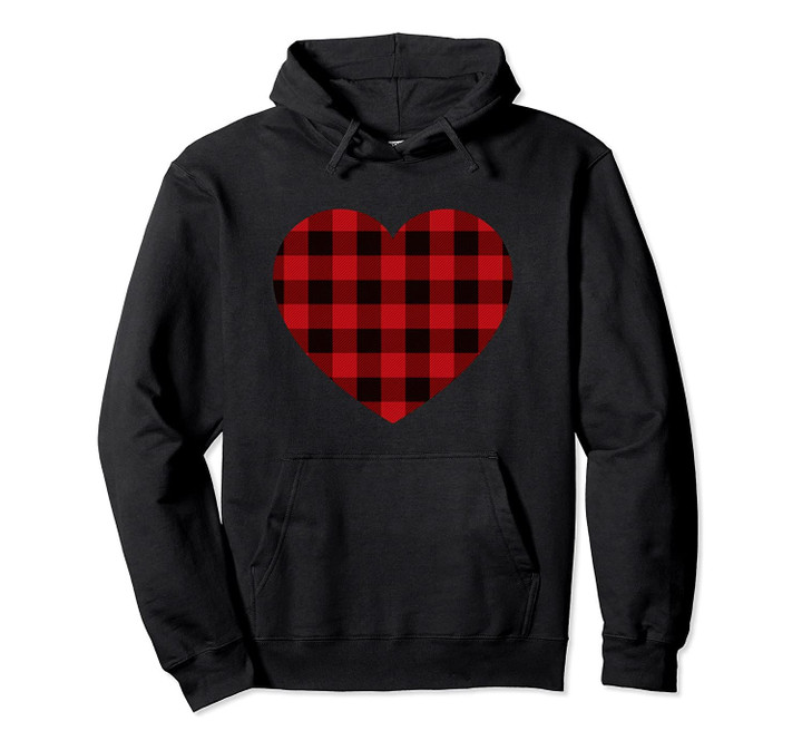 Valentines Day Buffalo Plaid Check Pattern Love Heart Pullover Hoodie, T-Shirt, Sweatshirt