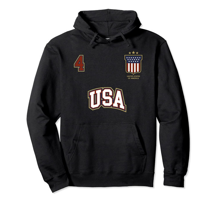 USA Sports Hoodie Number 4 American Team United States Flag
