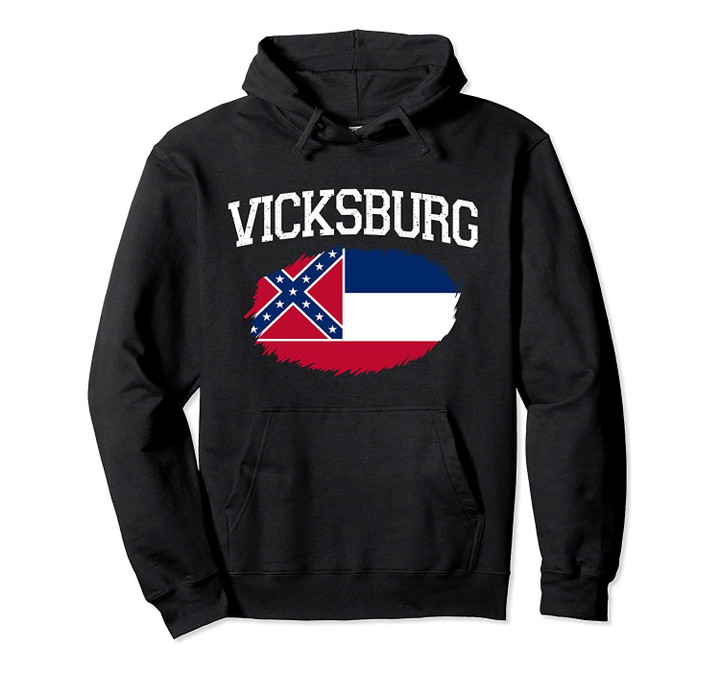VICKSBURG MS MISSISSIPPI Flag Vintage USA Sports Men Women Pullover Hoodie