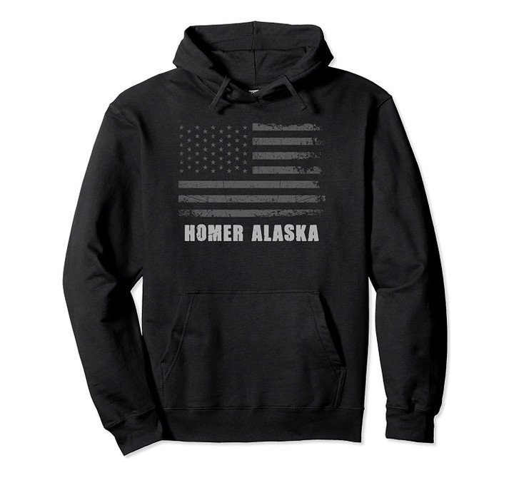 American Flag Homer, Alaska USA Patriotic Souvenir Pullover Hoodie