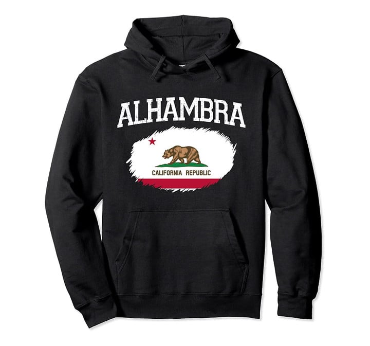 ALHAMBRA CA CALIFORNIA Flag Vintage USA Sports Men Women Pullover Hoodie