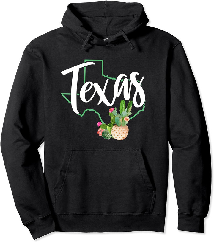 Texas State Map Pride Cactus Vintage Texas Pullover Hoodie